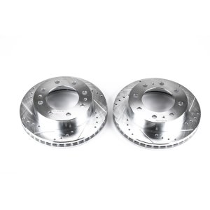 Chevrolet Avalanche 2500 Brake Rotors (2) - Front - PowerStop - Evolution Drilled & Slotted - Silver - `02-`04