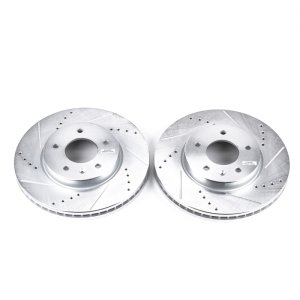 Chevrolet Captiva Sport Brake Rotors (2) - Front - PowerStop - Evolution Drilled & Slotted - Silver - `12-`15