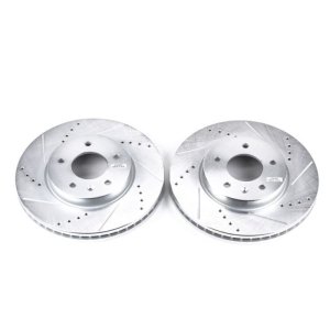 Chevrolet Captiva Sport Brake Rotors (2) - Front - PowerStop - Evolution Drilled & Slotted - Silver - `12-`15