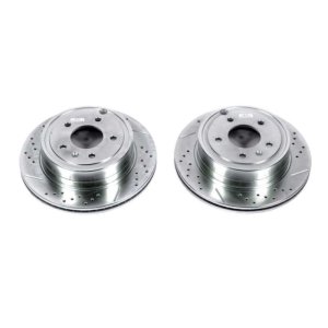 Chevrolet Captiva Sport Brake Rotors (2) - Rear - PowerStop - Evolution Drilled & Slotted - Silver - `12-`15