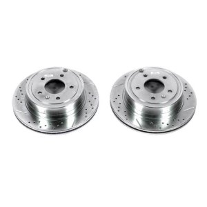 Chevrolet Captiva Sport Brake Rotors (2) - Rear - PowerStop - Evolution Drilled & Slotted - Silver - `12-`15