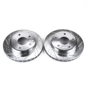 Ram Dakota Brake Rotor (2) - Front - PowerStop - Evolution Drilled & Slotted - Silver Zinc Plated - 2011