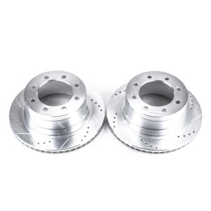 Dodge Ram 1500 Brake Rotors (2) - Rear - PowerStop - Evolution Drilled & Slotted - Silver - `06-`08