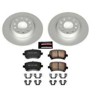 Audi A3 Brake Kit - Rear - PowerStop - Geomet Coated Rotors + Carbon-Fiber Ceramic Pads - `06-`09
