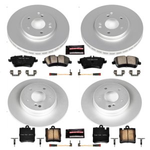 Mercedes-Benz C230 Brake Kit - Front + Rear - PowerStop - Geomet Coated Rotors + Z23 Carbon-Fiber Ceramic Pads - 2003 Mercedes-Benz C230 Brake Kit - Front + Rear - PowerStop - Geomet Coated Rotors + Z23 Carbon-Fiber Ceramic Pads - 2003