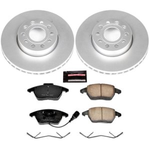 Audi A3 Brake Kit - Front - PowerStop - Genuine Geomet Coated Rotors + Carbon-Fiber Ceramic Pads - `10-`12