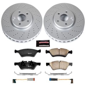 Mercedes-Benz E500 Brake Kit - Front - PowerStop - Geomet Coated Rotors + Z23 Carbon-Fiber Ceramic Pads - 2006 Mercedes-Benz E500 Brake Kit - Front - PowerStop - Geomet Coated Rotors + Z23 Carbon-Fiber Ceramic Pads - 2006