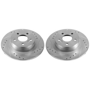 Mercedes-Benz C250 Brake Rotors (2) - Rear - PowerStop - Evolution Drilled & Slotted - Silver - `12-`16 Mercedes-Benz C250 Brake Rotors (2) - Rear - PowerStop - Evolution Drilled & Slotted - Silver - `12-`16
