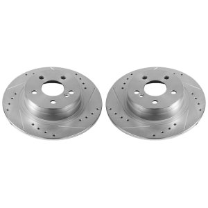Mercedes-Benz C250 Brake Rotors (2) - Rear - PowerStop - Evolution Drilled & Slotted - Silver - `12-`16