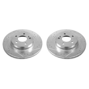 Mercedes-Benz C250 Brake Rotors (2) - Rear - PowerStop - Evolution Drilled & Slotted - Silver - `12-`16 Mercedes-Benz C250 Brake Rotors (2) - Rear - PowerStop - Evolution Drilled & Slotted - Silver - `12-`16