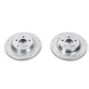 Mercedes-Benz CL500 Brake Rotors (2) - Rear - PowerStop - Evolution Drilled & Slotted - Silver - `99-`03