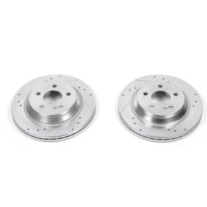 Mercedes-Benz CL500 Brake Rotors (2) - Rear - PowerStop - Evolution Drilled & Slotted - Silver - `99-`03