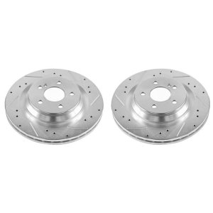 Mercedes-Benz CL550 Brake Rotors (2) - Rear - PowerStop - Evolution Drilled & Slotted - Silver - `09-`14
