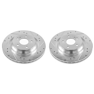Mercedes-Benz CL550 Brake Rotors (2) - Rear - PowerStop - Evolution Drilled & Slotted - Silver - `09-`14