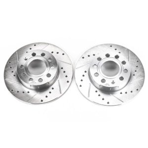 Audi A3 Brake Rotors (2) - Rear - PowerStop - Evolution Drilled & Slotted - Silver - 2008