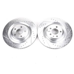 Audi A7 Quattro Brake Rotors (2) - Rear - PowerStop - Evolution Drilled & Slotted - Silver - `16-`18