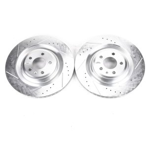 Audi A7 Quattro Brake Rotors (2) - Rear - PowerStop - Evolution Drilled & Slotted - Silver - `16-`18