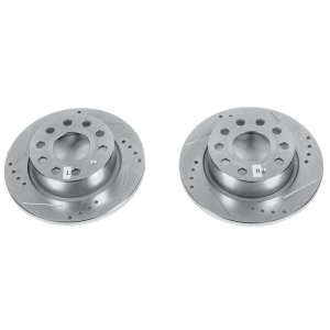Volkswagen Eos Brake Rotors (2) - Front or Rear - PowerStop - Evolution Drilled & Slotted - Silver - 2016 Volkswagen Eos Brake Rotors (2) - Front or Rear - PowerStop - Evolution Drilled & Slotted - Silver - 2016