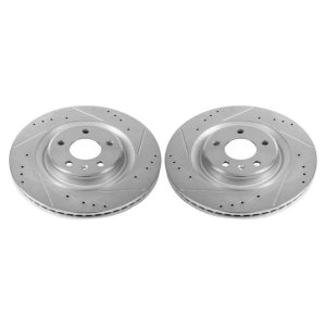Audi A4 Brake Rotors (2) - Rear - PowerStop - Evolution Drill/Slot - Silver - `17-`19