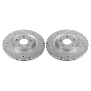Audi A4 Brake Rotors (2) - Rear - PowerStop - Evolution Drill/Slot - Silver - `17-`19