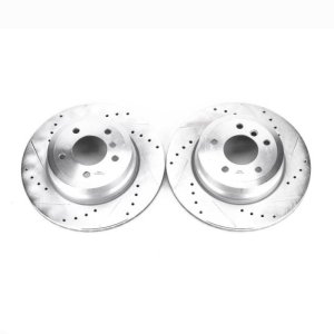 BMW 135i Brake Rotors (2) - Rear - PowerStop - Evolution Drilled & Slotted - Silver - `08-`13 BMW 135i Brake Rotors (2) - Rear - PowerStop - Evolution Drilled & Slotted - Silver - `08-`13