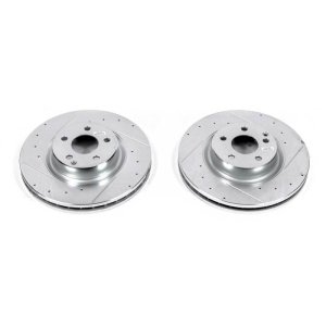 Mercedes-Benz CLS500 Brake Rotors (2) - Front - PowerStop - Evolution Drilled & Slotted Rotors - Silver - 2006