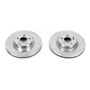 Mercedes-Benz CLS500 Brake Rotors (2) - Front - PowerStop - Evolution Drilled & Slotted Rotors - Silver - 2006