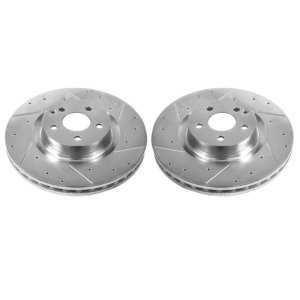 Mercedes-Benz C250 Brake Rotors (2) - Front - PowerStop - Evolution Drilled & Slotted - Silver - `12-`16 Mercedes-Benz C250 Brake Rotors (2) - Front - PowerStop - Evolution Drilled & Slotted - Silver - `12-`16