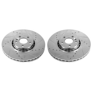 Volvo V70 Brake Rotors (2) - Front - PowerStop - Evolution Drilled & Slotted - Silver - 2000