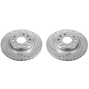 Volkswagen Golf Brake Rotors (2) - Front - PowerStop - Evolution Drilled & Slotted - Silver - 2014