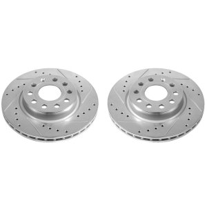 Volkswagen Golf Brake Rotors (2) - Front - PowerStop - Evolution Drilled & Slotted - Silver - 2014