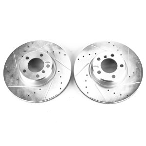 BMW 3 Series Brake Rotors (2) - Front - PowerStop - Evolution Drilled & Slotted - Silver - `16-`18