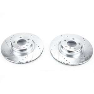 BMW 320i Brake Rotors (2) - Rear - PowerStop - Evolution Drilled & Slotted - Silver - `16-`18