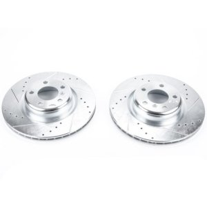 BMW 4 Series Brake Rotors (2) - Rear - PowerStop - Evolution Drilled & Slotted - Silver - `14-`15