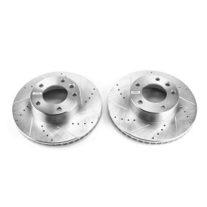 Mercedes-Benz G63 AMG Brake Rotors (2) - Front - PowerStop - Evolution Drilled & Slotted - Silver - `13-`14