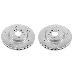 Mercedes-Benz GLE300d Brake Rotors (2) - Front - PowerStop - Evolution Drilled & Slotted - Silver - `16-`17 Mercedes-Benz GLE300d Brake Rotors (2) - Front - PowerStop - Evolution Drilled & Slotted - Silver - `16-`17