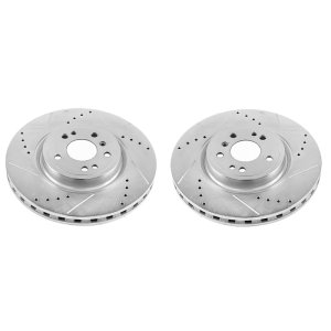Mercedes-Benz GLE300d Brake Rotors (2) - Front - PowerStop - Evolution Drilled & Slotted - Silver - `16-`17