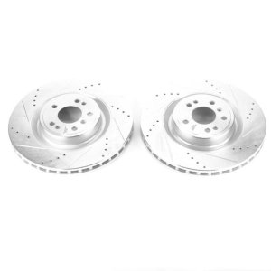 Mercedes-Benz GL350 Brake Rotors (2) - Front - PowerStop - Evolution Drilled & Slotted - Silver - `13-`16 Mercedes-Benz GL350 Brake Rotors (2) - Front - PowerStop - Evolution Drilled & Slotted - Silver - `13-`16