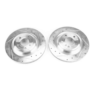 Mercedes-Benz SL400 Brake Rotors (2) - Rear - PowerStop - Evolution Drilled & Slotted - Silver - `15-`16
