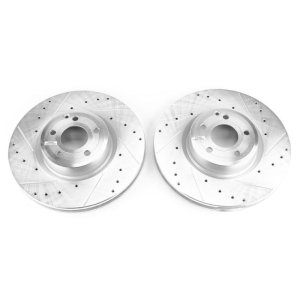 Mercedes-Benz SL400 Brake Rotors (2) - Front - PowerStop - Evolution Drilled & Slotted - Silver - `15-`16 Mercedes-Benz SL400 Brake Rotors (2) - Front - PowerStop - Evolution Drilled & Slotted - Silver - `15-`16