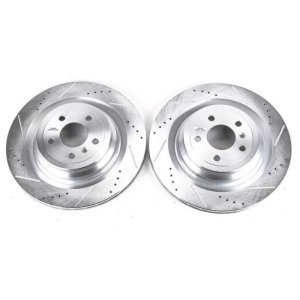 Mercedes-Benz GL350 Brake Rotors (2) - Rear - PowerStop - Evolution Drilled & Slotted Zinc Plated - Silver - `13-`16 Mercedes-Benz GL350 Brake Rotors (2) - Rear - PowerStop - Evolution Drilled & Slotted Zinc Plated - Silver - `13-`16