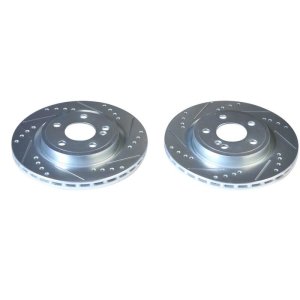 Mercedes-Benz CLA250 Brake Rotors (2) - Rear - PowerStop - Evolution Drilled & Slotted - Silver - `14-`19