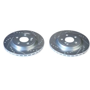Mercedes-Benz CLA250 Brake Rotors (2) - Rear - PowerStop - Evolution Drilled & Slotted - Silver - `14-`19 Mercedes-Benz CLA250 Brake Rotors (2) - Rear - PowerStop - Evolution Drilled & Slotted - Silver - `14-`19