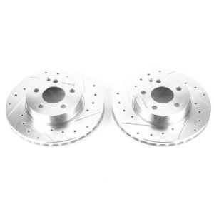 Mercedes-Benz C250 Brake Rotors (2) - Front - PowerStop - Evolution Drilled & Slotted - Silver - `15-`16 Mercedes-Benz C250 Brake Rotors (2) - Front - PowerStop - Evolution Drilled & Slotted - Silver - `15-`16
