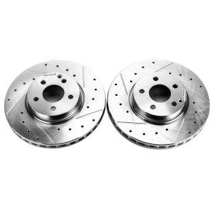 Audi A4 Brake Rotors (2) - Front - PowerStop - Evolution Drilled & Slotted - Silver - `17-`19 Audi A4 Brake Rotors (2) - Front - PowerStop - Evolution Drilled & Slotted - Silver - `17-`19