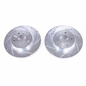 BMW i3 Brake Rotors (2) - Front - PowerStop - Evolution Drilled & Slotted - Silver Zinc Plated - `14-`19 BMW i3 Brake Rotors (2) - Front - PowerStop - Evolution Drilled & Slotted - Silver Zinc Plated - `14-`19