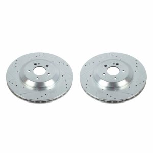 Mercedes-Benz CLS450 Brake Rotors (2) - Rear - PowerStop - Evolution Drilled & Slotted - Silver - `19-`20