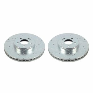 Mercedes-Benz GLC300 Brake Rotors (2) - Front - PowerStop - Evolution Drilled & Slotted - Silver - `16-`20