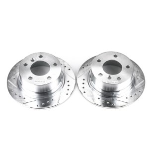 BMW Z3 Brake Rotors (2) - Rear - PowerStop - Evolution Drilled & Slotted - Silver - `96-`02