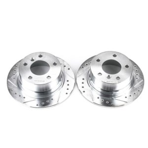 BMW Z3 Brake Rotors (2) - Rear - PowerStop - Evolution Drilled & Slotted - Silver - `96-`02